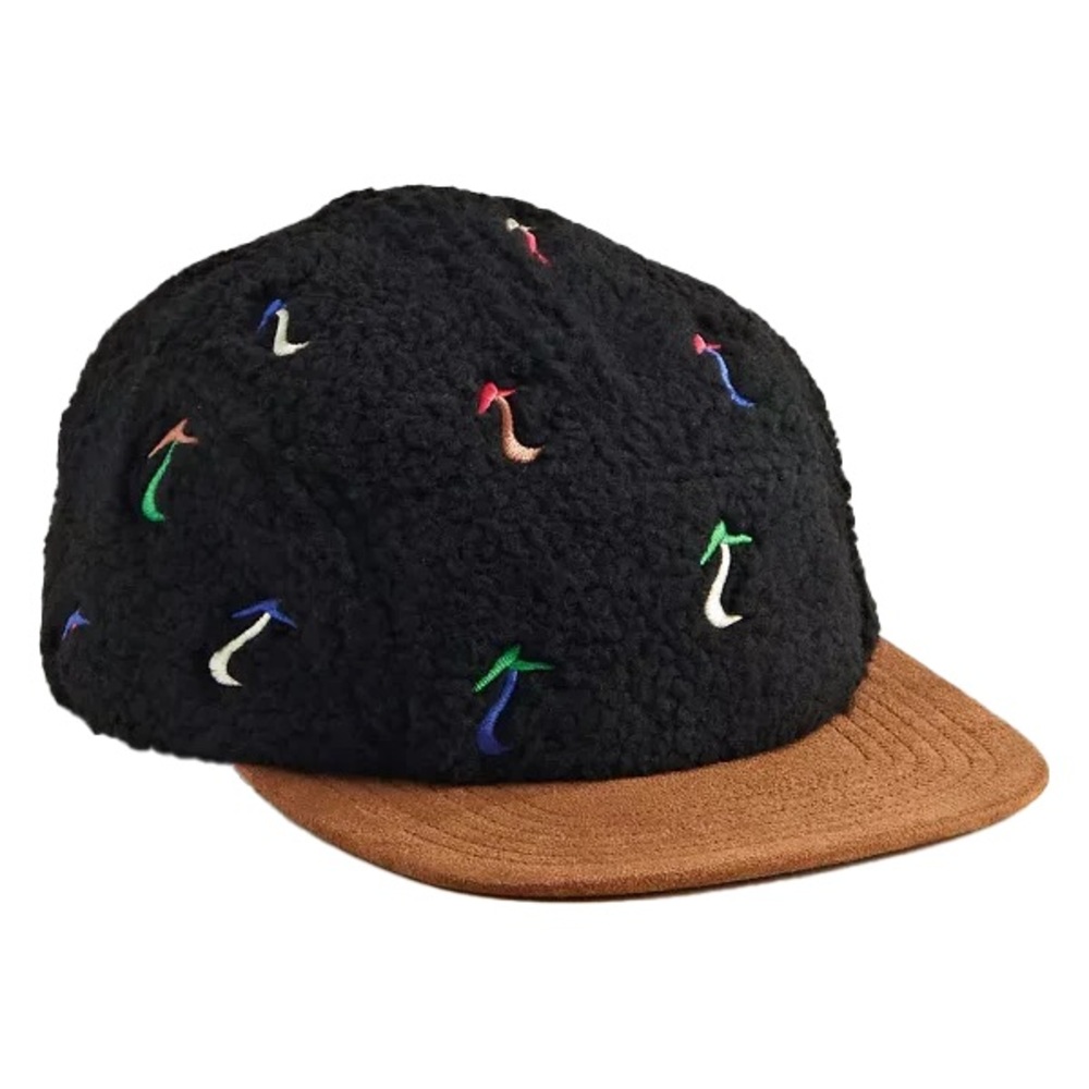 PARKS PROJECT DANCING SHROOMS MUSHROOMS 5-PANEL FLEECE HAT BLACK